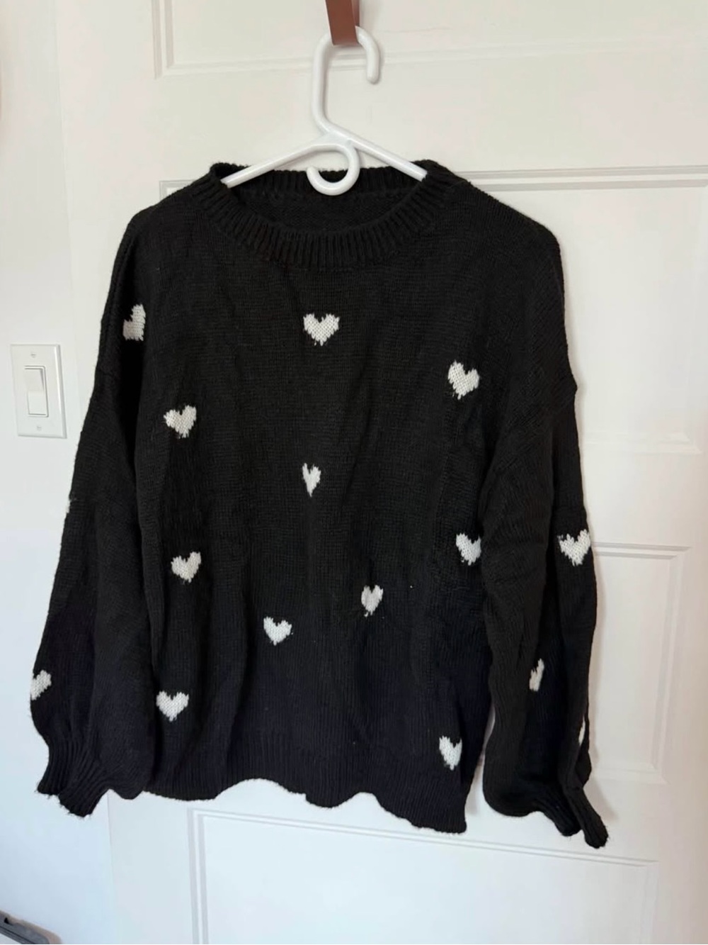 Black Heart Pattern Crewneck Sweater - Women - Lain Mohair